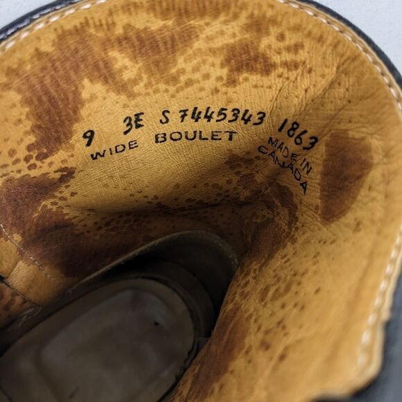 Boulet men's cowboy boot 1863 Western dress boot side zipper SZ 9 3E wide - Picture 7 of 9